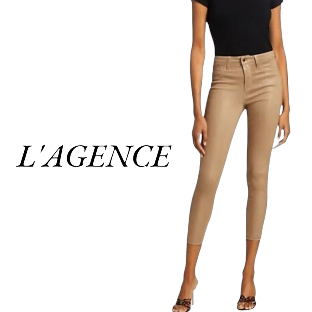 L'Agence Margot High-Rise Skinny Jean  - Cappuccino Brown Coated